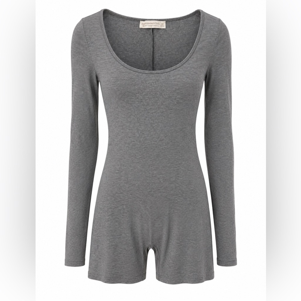 Abercrombie & Fitch Heather Gray Ribbed Scoop Neck Lounge Onesie